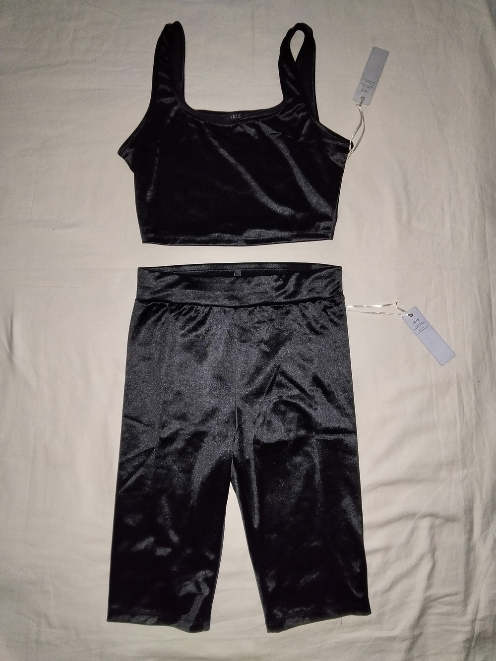 iris Black Satin Tank Top